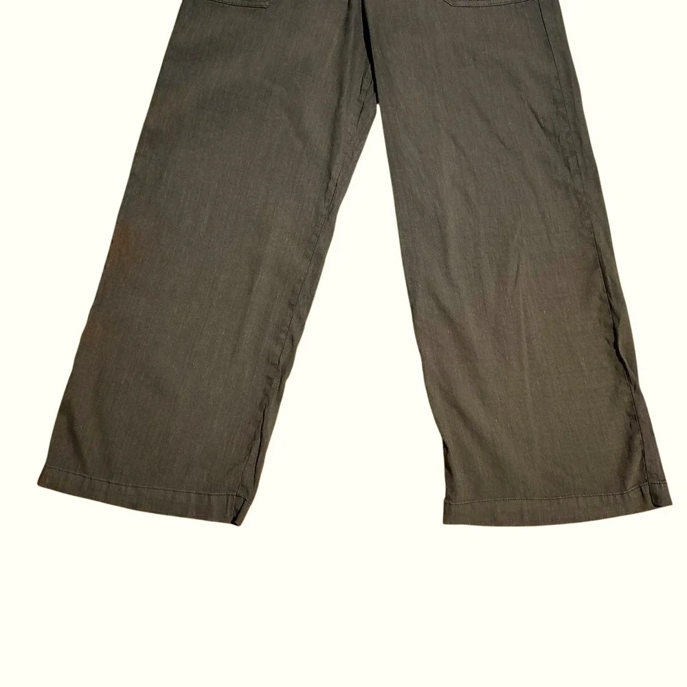 Kut from the Kloth Topaz Wide Leg Linen Blend Pants Olive Green Earthy Size 10 - Picture 5 of 9